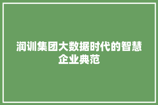 润训集团大数据时代的智慧企业典范