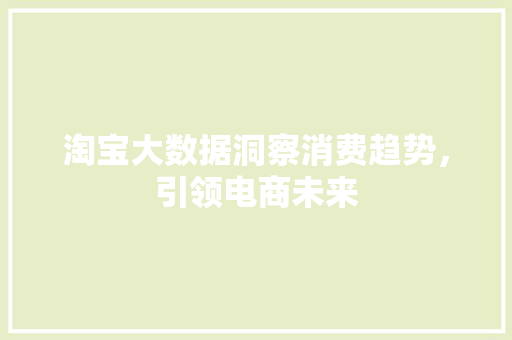 淘宝大数据洞察消费趋势，引领电商未来