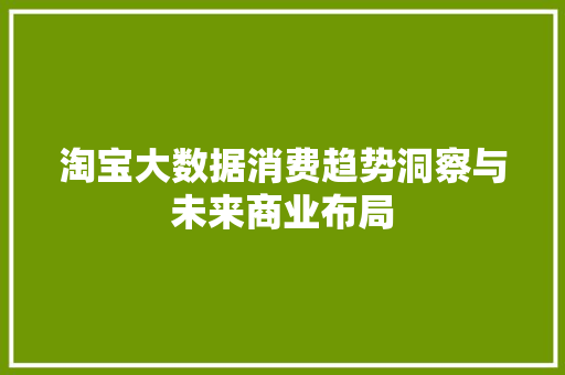 淘宝大数据消费趋势洞察与未来商业布局 淘宝大数据消费趋势洞察与未来商业布局