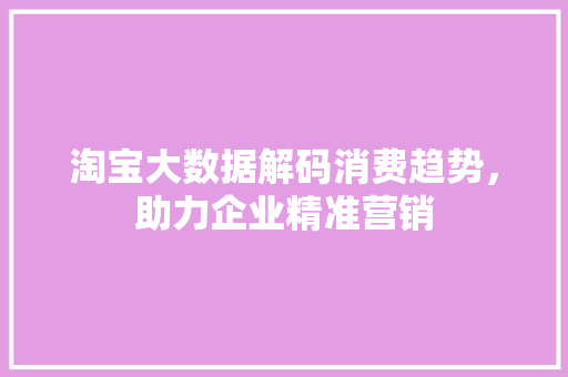 淘宝大数据解码消费趋势，助力企业精准营销