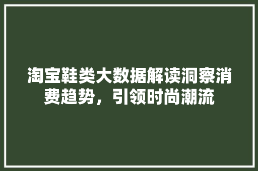 淘宝鞋类大数据解读洞察消费趋势，引领时尚潮流