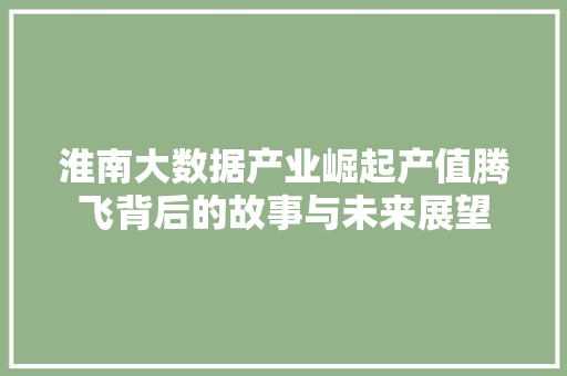 淮南大数据产业崛起产值腾飞背后的故事与未来展望