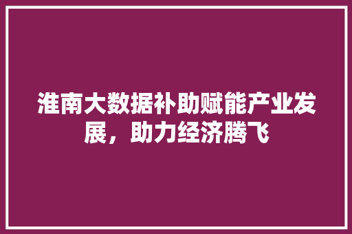 淮南大数据补助赋能产业发展，助力经济腾飞