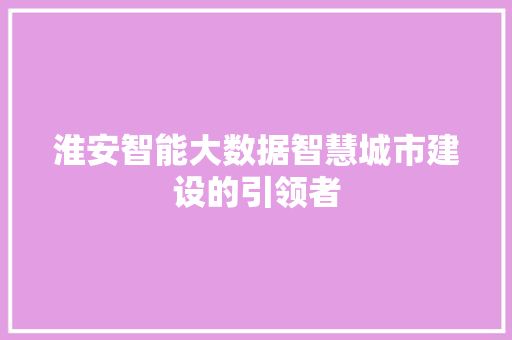 淮安智能大数据智慧城市建设的引领者