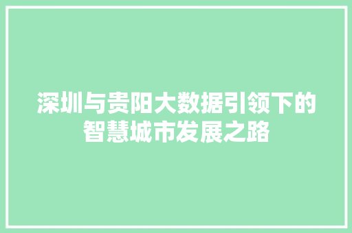 深圳与贵阳大数据引领下的智慧城市发展之路