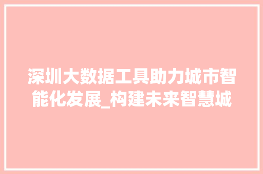 深圳大数据工具助力城市智能化发展_构建未来智慧城市的基石