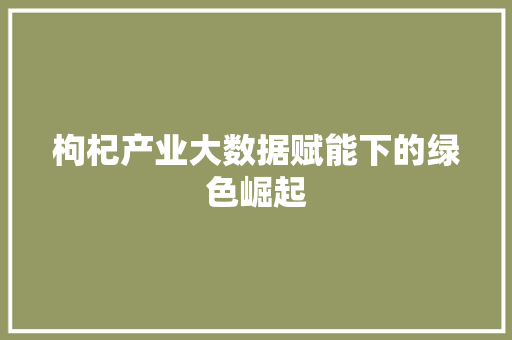 枸杞产业大数据赋能下的绿色崛起 枸杞产业大数据赋能下的绿色崛起