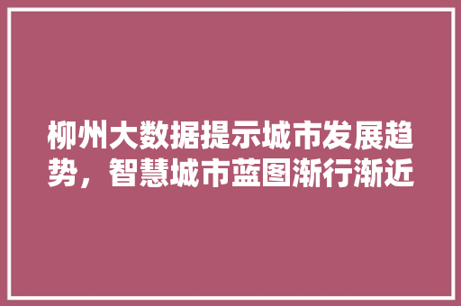 柳州大数据提示城市发展趋势,智慧城市蓝图渐行渐近 柳州大数据提示城市发展趋势,智慧城市蓝图渐行渐近