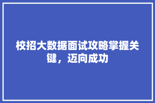 校招大数据面试攻略掌握关键，迈向成功