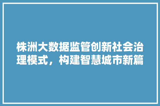 株洲大数据监管创新社会治理模式，构建智慧城市新篇章