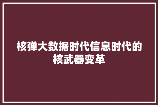 核弹大数据时代信息时代的核武器变革