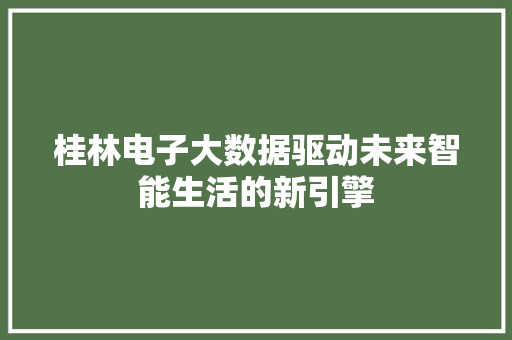 桂林电子大数据驱动未来智能生活的新引擎