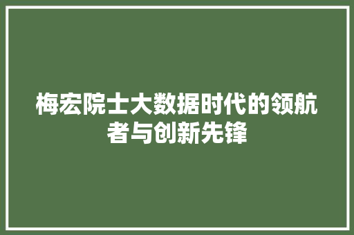 梅宏院士大数据时代的领航者与创新先锋