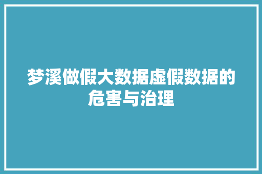 梦溪做假大数据虚假数据的危害与治理