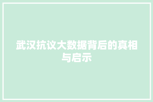 武汉抗议大数据背后的真相与启示