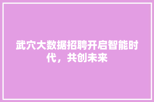 武穴大数据招聘开启智能时代，共创未来