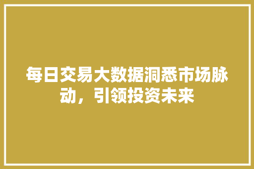 每日交易大数据洞悉市场脉动，引领投资未来