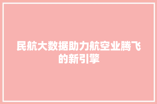 民航大数据助力航空业腾飞的新引擎
