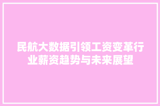 民航大数据引领工资变革行业薪资趋势与未来展望