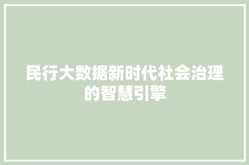 民行大数据新时代社会治理的智慧引擎
