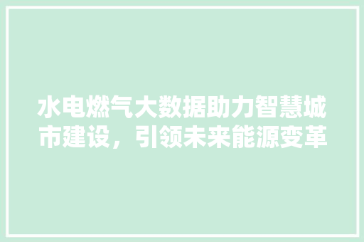 水电燃气大数据助力智慧城市建设，引领未来能源变革