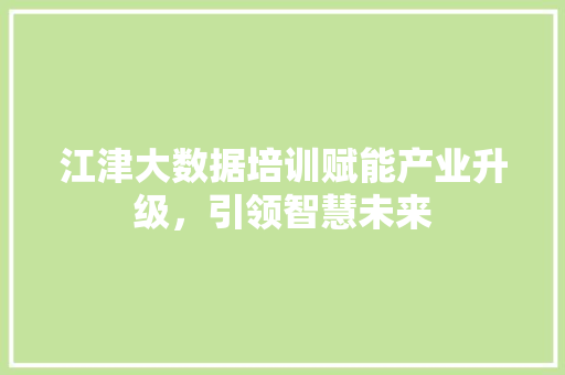 江津大数据培训赋能产业升级，引领智慧未来