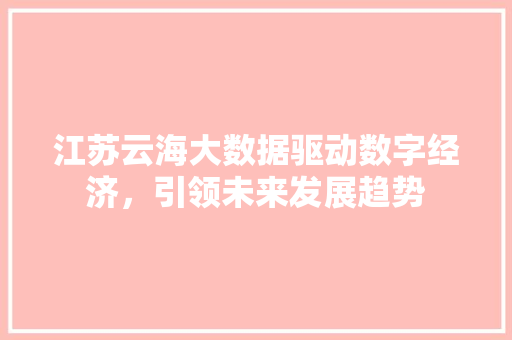 江苏云海大数据驱动数字经济,引领未来发展趋势 江苏云海大数据驱动数字经济,引领未来发展趋势