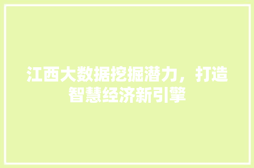 江西大数据挖掘潜力，打造智慧经济新引擎