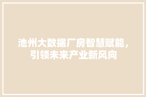 池州大数据厂房智慧赋能，引领未来产业新风向