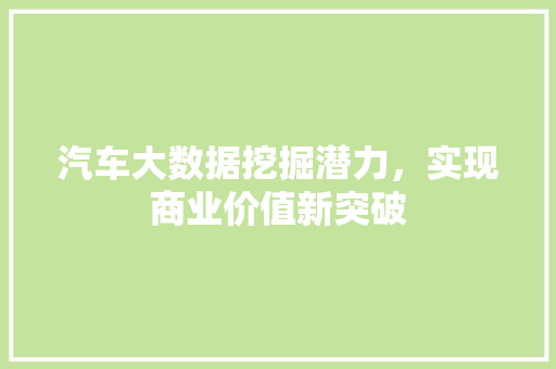 汽车大数据挖掘潜力，实现商业价值新突破