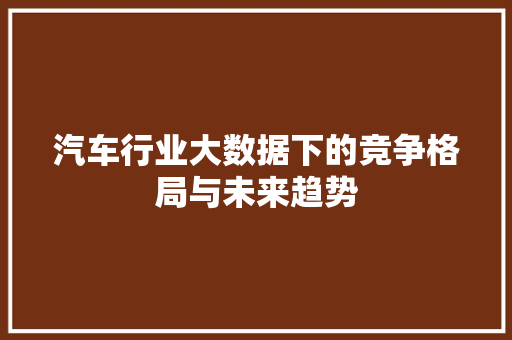 汽车行业大数据下的竞争格局与未来趋势 汽车行业大数据下的竞争格局与未来趋势