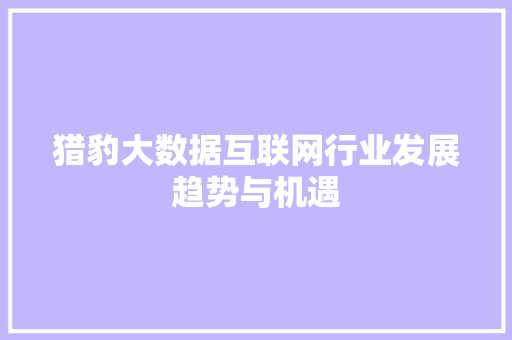 猎豹大数据互联网行业发展趋势与机遇