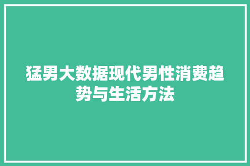 猛男大数据现代男性消费趋势与生活方法