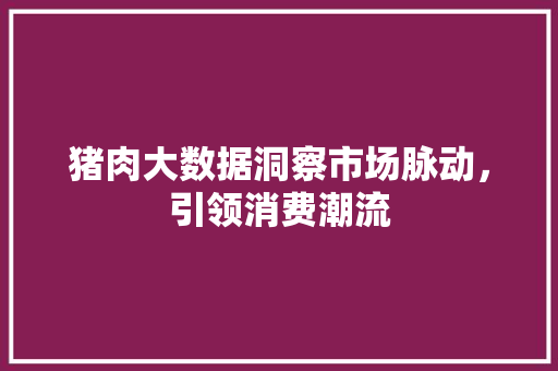 猪肉大数据洞察市场脉动，引领消费潮流