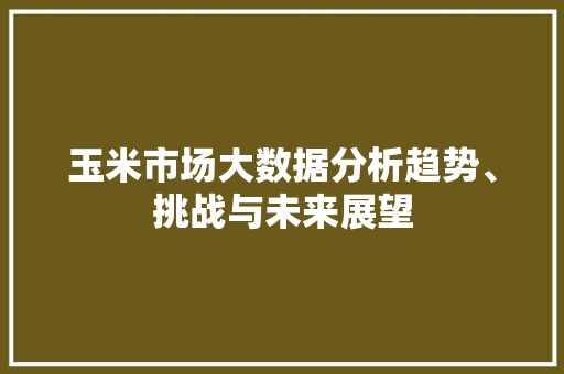 玉米市场大数据分析趋势、挑战与未来展望