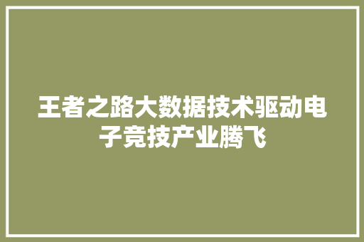 王者之路大数据技术驱动电子竞技产业腾飞