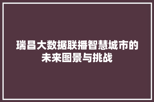 瑞昌大数据联播智慧城市的未来图景与挑战