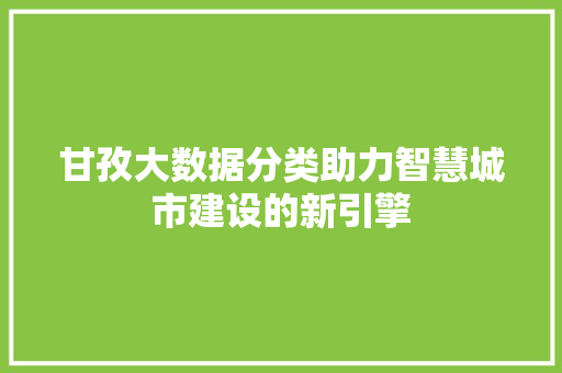甘孜大数据分类助力智慧城市建设的新引擎