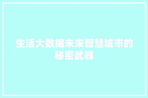 生活大数据未来智慧城市的秘密武器