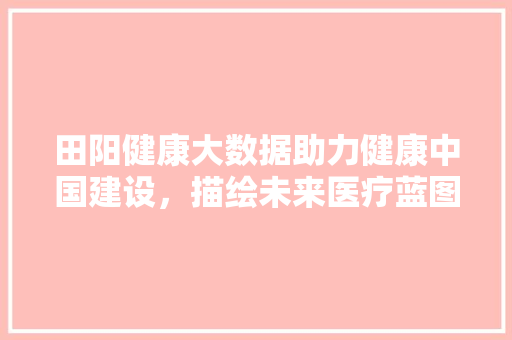 田阳健康大数据助力健康中国建设，描绘未来医疗蓝图
