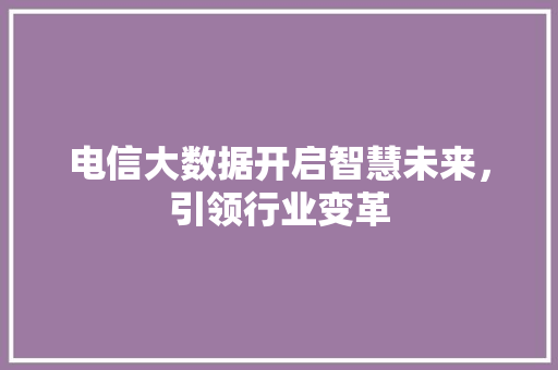 电信大数据开启智慧未来，引领行业变革