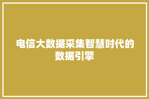 电信大数据采集智慧时代的数据引擎