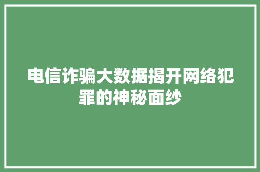 电信诈骗大数据揭开网络犯罪的神秘面纱