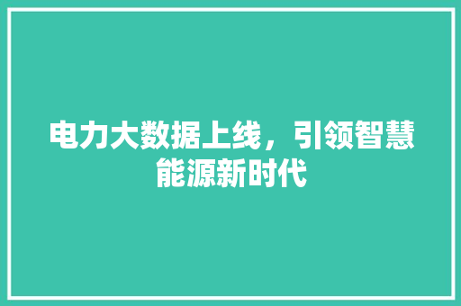 电力大数据上线，引领智慧能源新时代