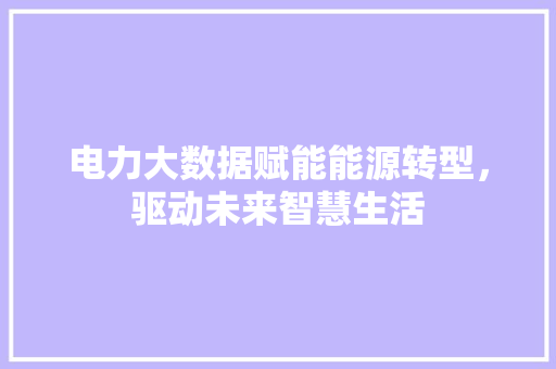 电力大数据赋能能源转型，驱动未来智慧生活 电脑故障维修