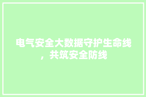 电气安全大数据守护生命线，共筑安全防线