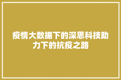 疫情大数据下的深思科技助力下的抗疫之路 电脑配置