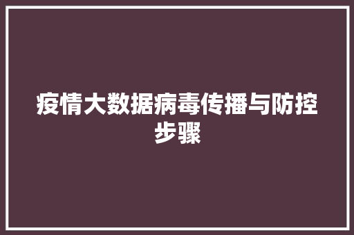 疫情大数据病毒传播与防控步骤