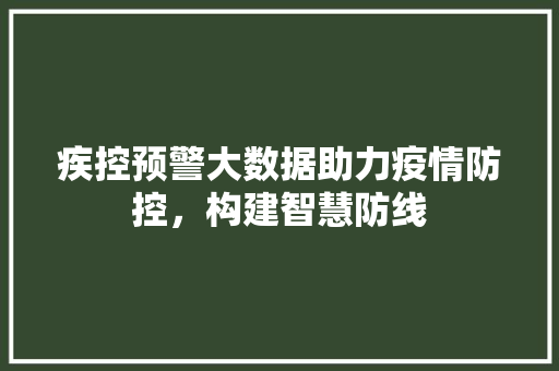 疾控预警大数据助力疫情防控，构建智慧防线