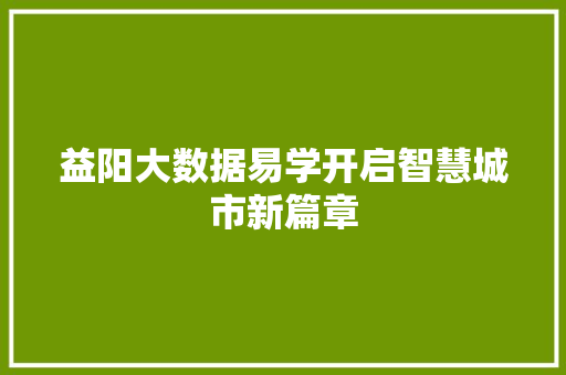 益阳大数据易学开启智慧城市新篇章 益阳大数据易学开启智慧城市新篇章